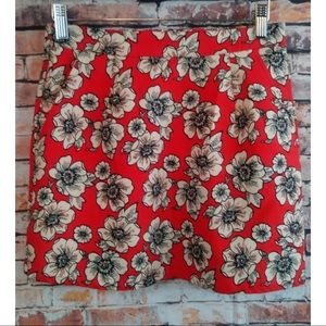 Forever 21 Red Flower Floral Mini Skirt
